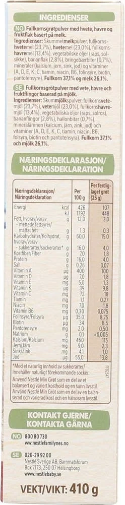 Min fullkornsgrøt Bringebær og banan