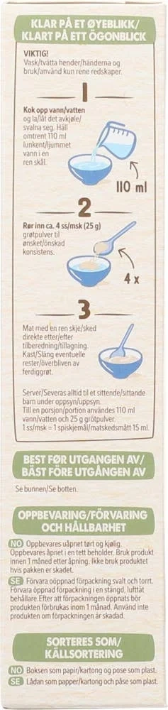 Min fullkornsgrøt Bringebær og banan