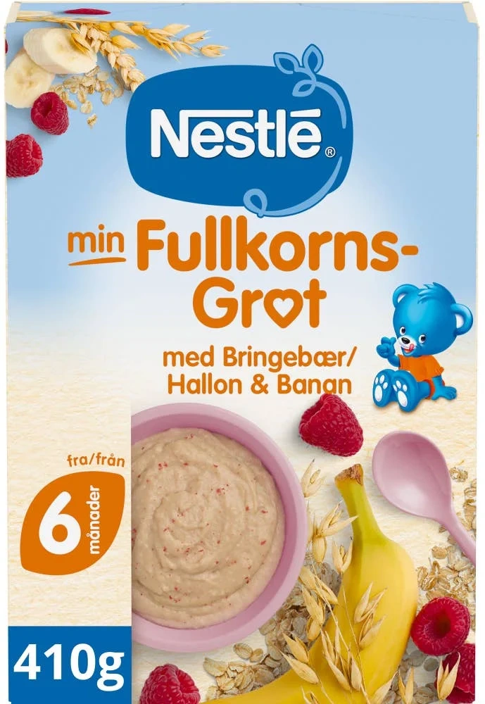 Min fullkornsgrøt Bringebær og banan