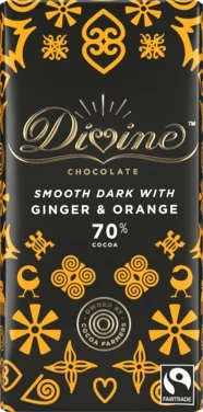 Dark Fairtrade Chocolate Ginger & Orange 90g Divine