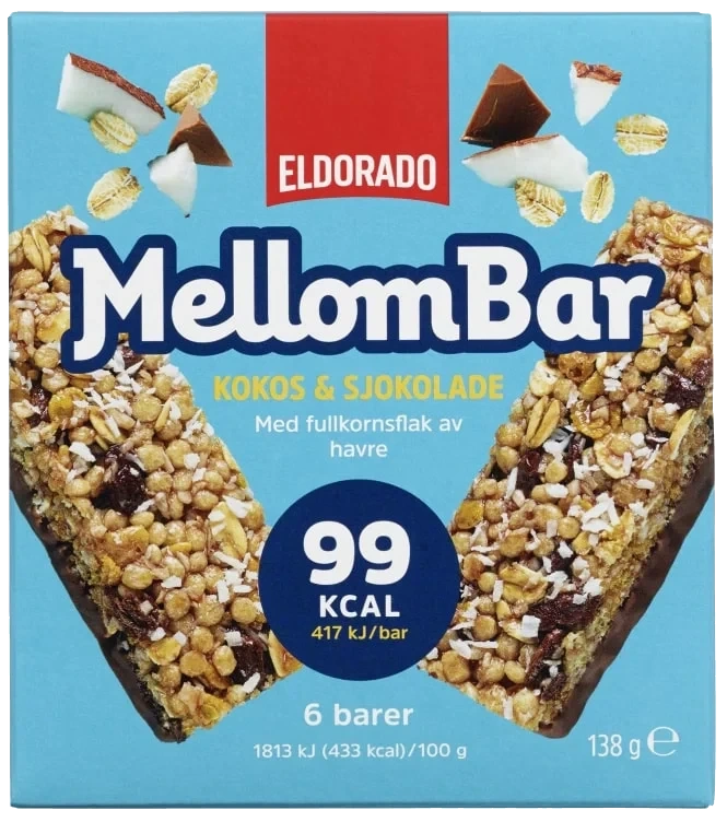 Mellombar Kokos & Sjokolade 138g Eldorado Eske 10stk