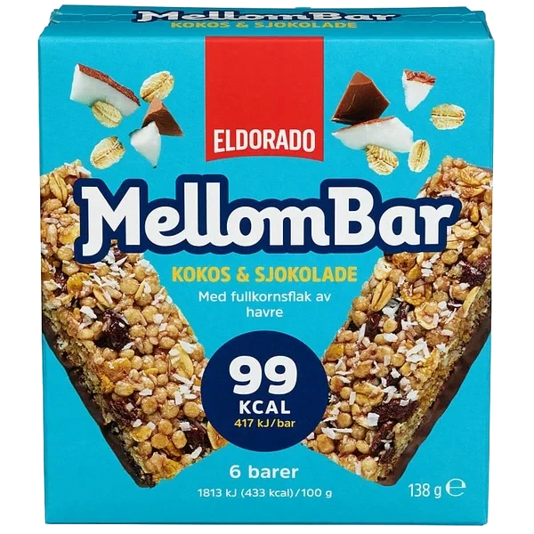 Mellombar Kokos & Sjokolade 138g Eldorado Eske 10stk