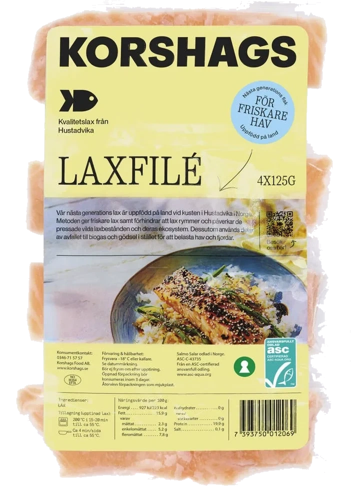 Laxfilé med Skinn Uppfödd på Land ASC Fryst 4x125g