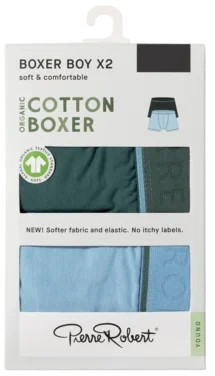 Cotton Boxer Jr Boy Pine-iceblue 134-140