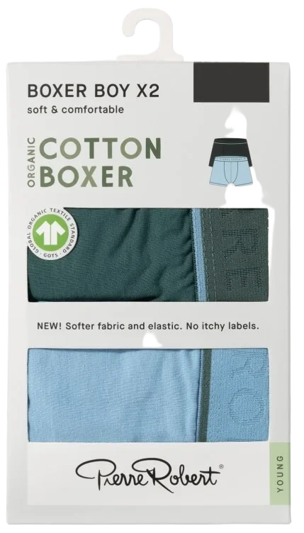 Cotton Boxer Jr Boy Pine-iceblue 134-140