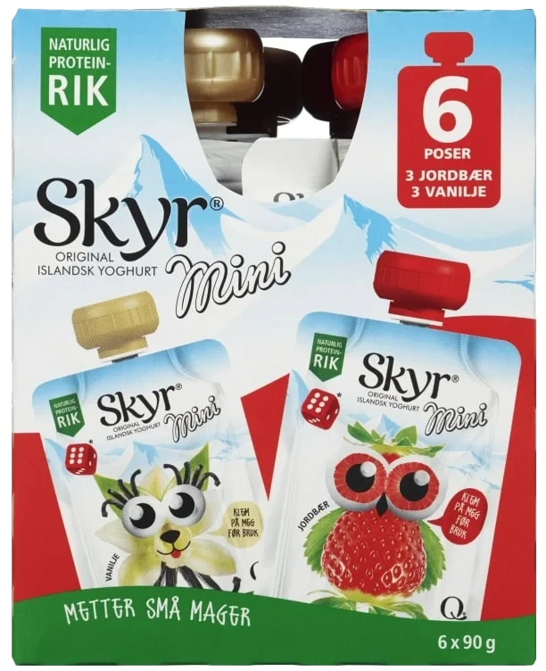 Skyr Mini Jordbær&Vanilje 6x90g Q