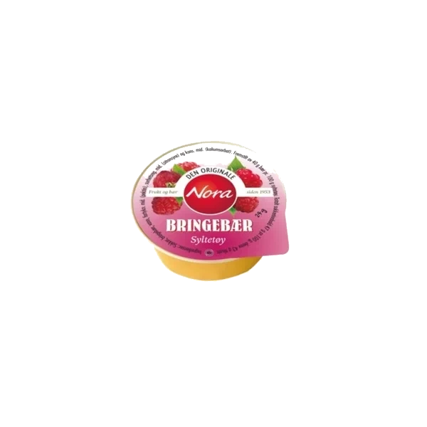 Bringebærsylt Porsj 24g Nora