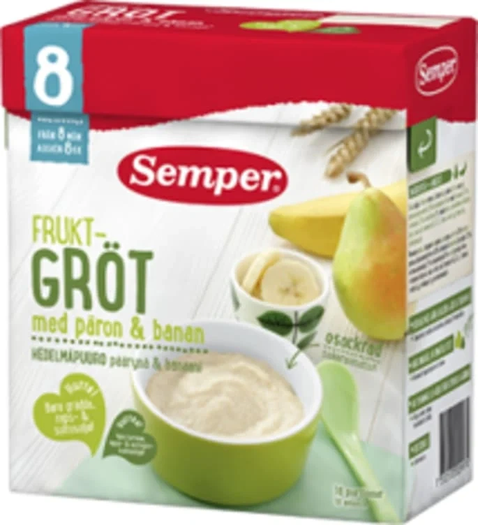 Fruktgrøt Pære&Banan 8mnd 480g Semper
