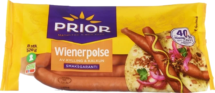 Wienerpølser Kylling/Kalkun 520g Prior