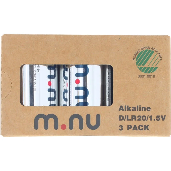 Alkaliska batterier D/LR20, 1,5V 3-pack