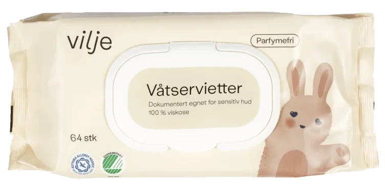 Våtservietter Plastfri 64stk Vilje