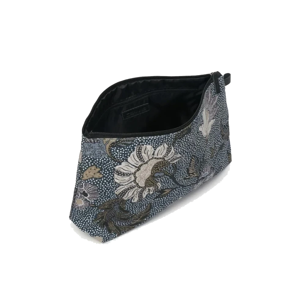 Ceannis Cosmetic Small Denim Blue Flower Linen