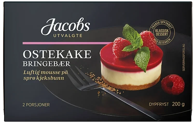 Ostekake Porsjon m/bringebær 200g Jacobs Utvalgte