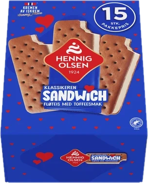 Sandwich m/Toffesmak 15stk Hennig-Olsen Is