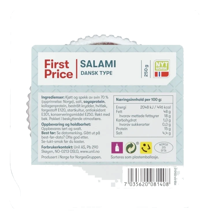 Salami Dansk Type 250g First Price