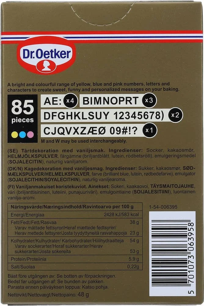 Kakepynt bokstaver og tall
