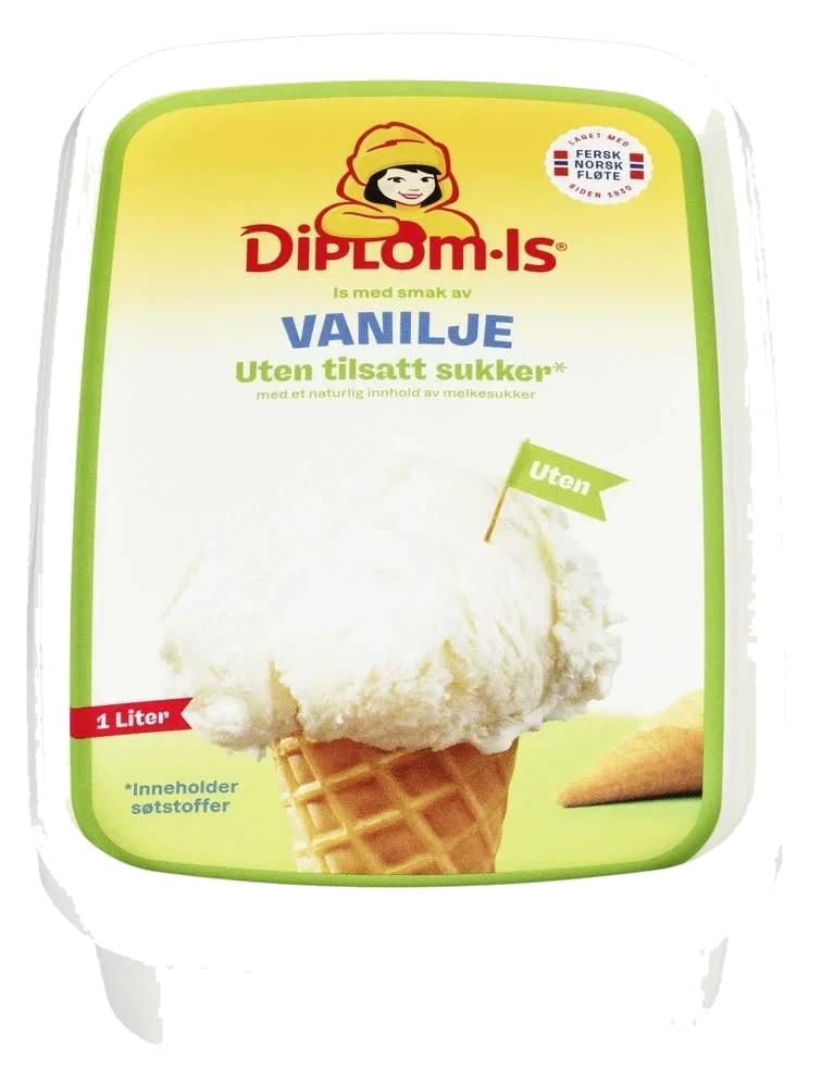 Vaniljeis uten tilsatt sukker