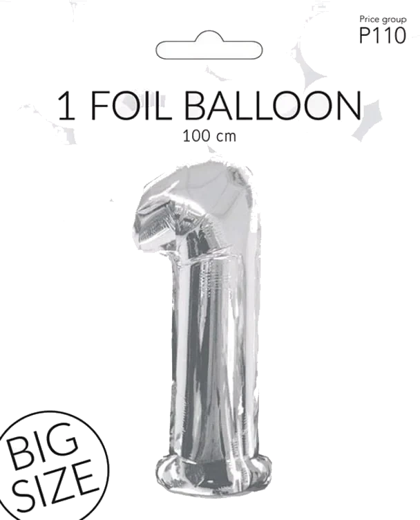 Folieballong 1 Sølv 100cm