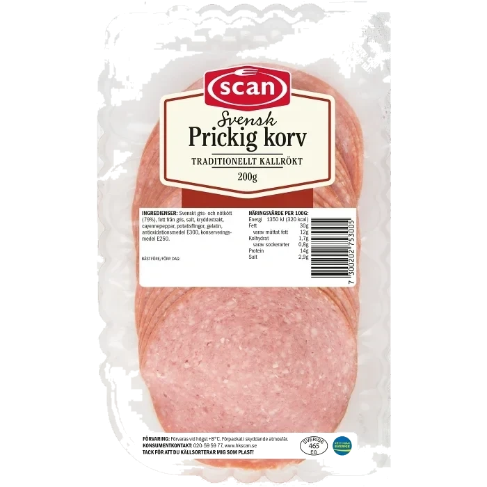 Prickig Korv Kallrökt 200g Scan