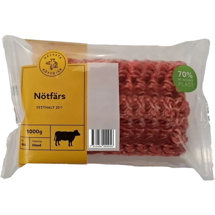 Nötfärs Färsk 20% 1kg Hacksta Köttdisk