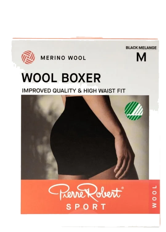 Boxer Wool Sport Black Melange L Pierre-Robert