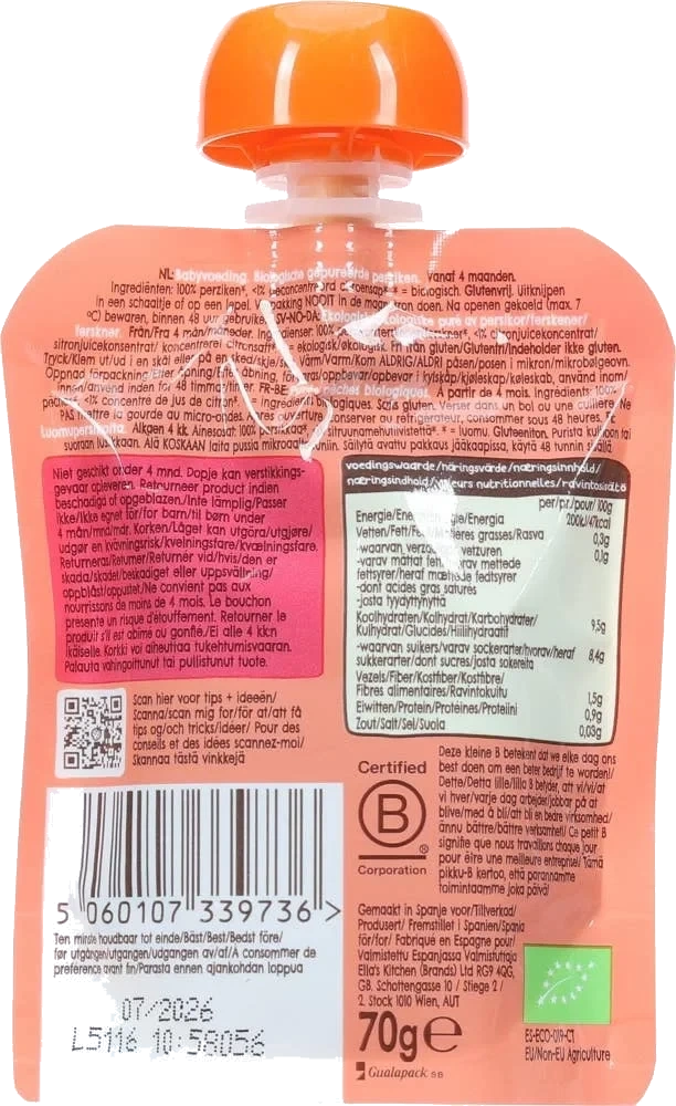 Økologisk smoothie fersken