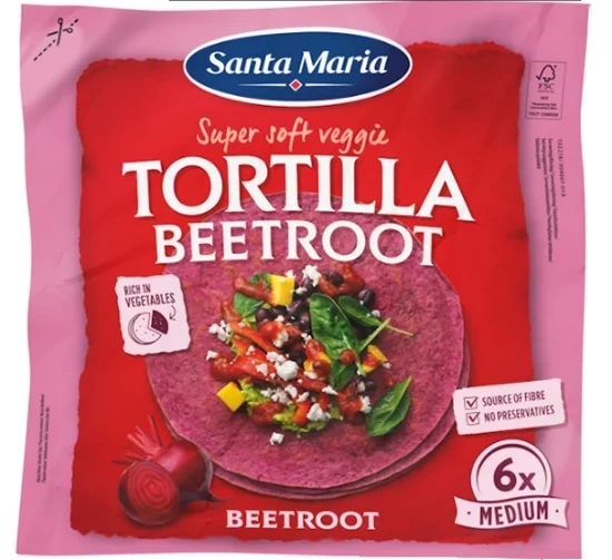 Tortilla Beetroot Medim 6pk 240g
