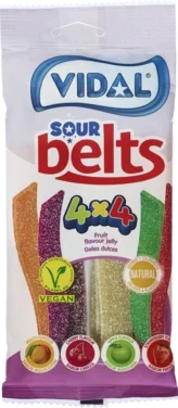 Vidal Sour Belts 4 Flavours X 4 Colours 90g
