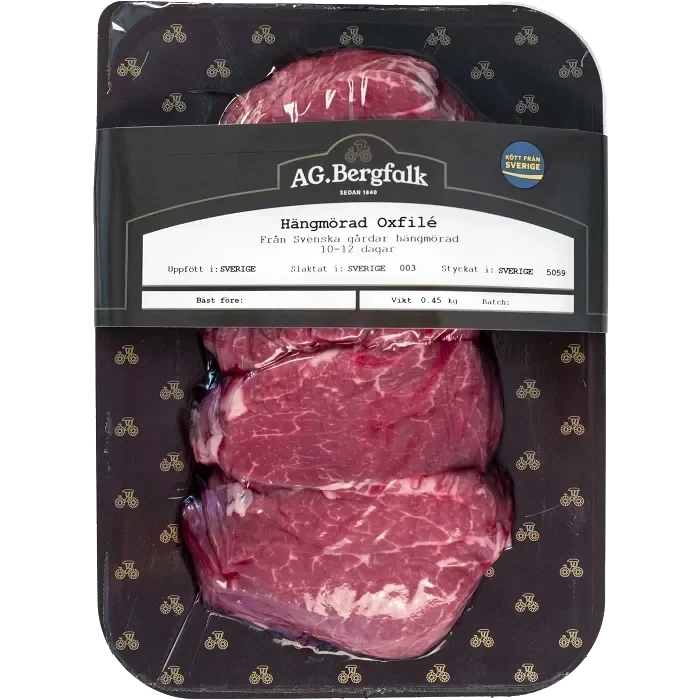 Oxfilé Färsk Skivad Hängmörad ca 500g AG Bergfalk