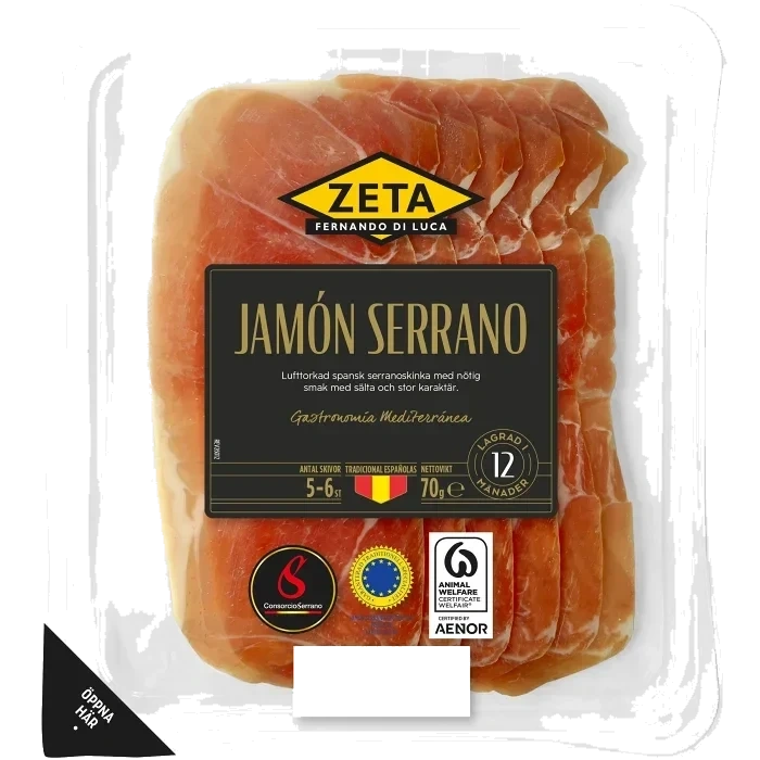 Skinka Lufttorkad Jamón Serrano 70g Zeta