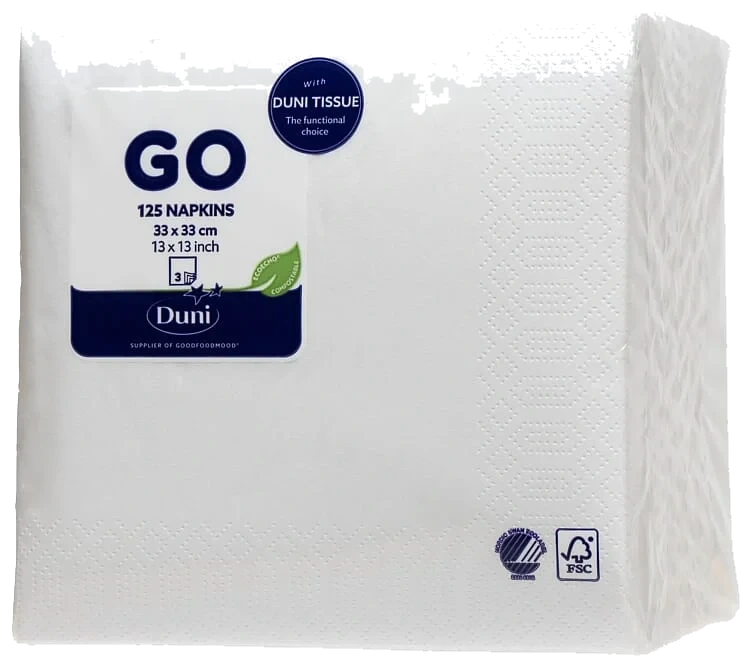 Duni Servietter 3l 33cm Hvit 125stk
