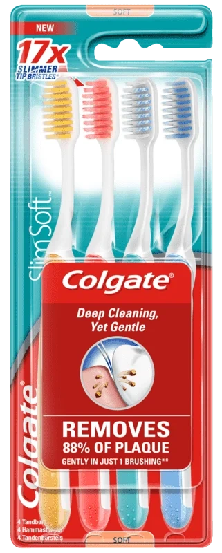 Colgate Tannbørste Slim Soft 4pk