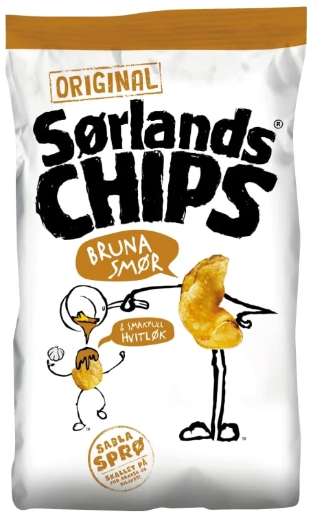 Sørlandschips Original Brunet Smør & Hvitløk 180g