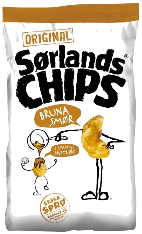 Sørlandschips Original Brunet Smør & Hvitløk 180g