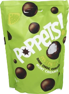 Poppets! Minty Dark Choc Coated Mint Creams 130g