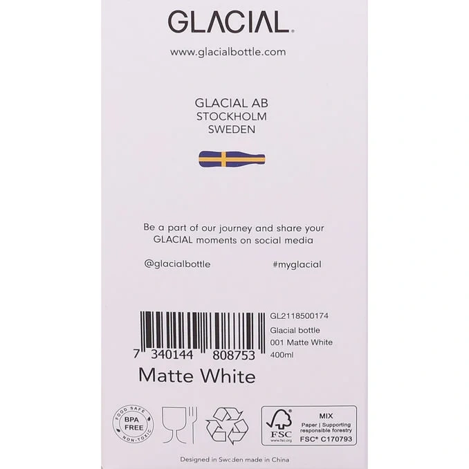 Vattenflaska Matte White 400 ml