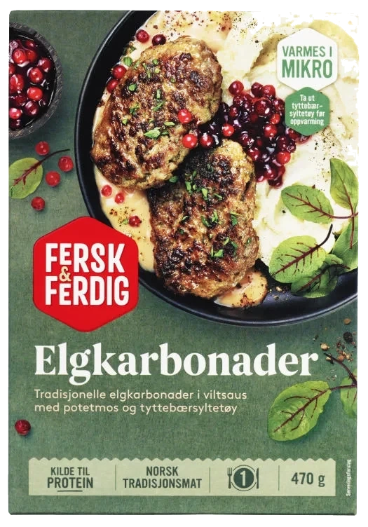 Elgkarbonader M Potetmos 470g Fersk & Ferdig