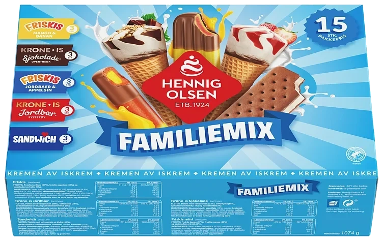 Familiemix Multipack 15stk Hennig Olsen