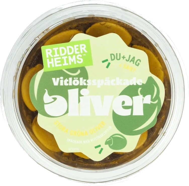 Oliven Grønn m/Hvitløk 175g Ridderheims