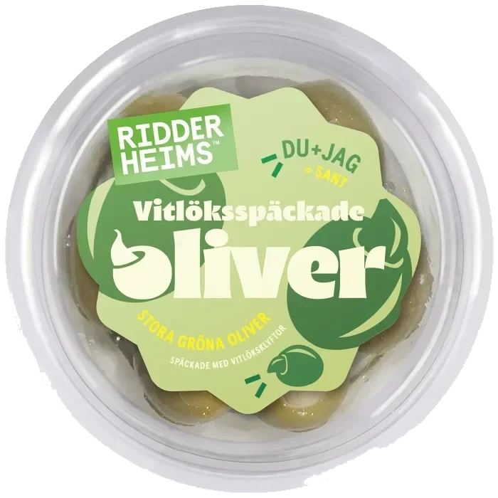 Oliven Grønn m/Hvitløk 175g Ridderheims