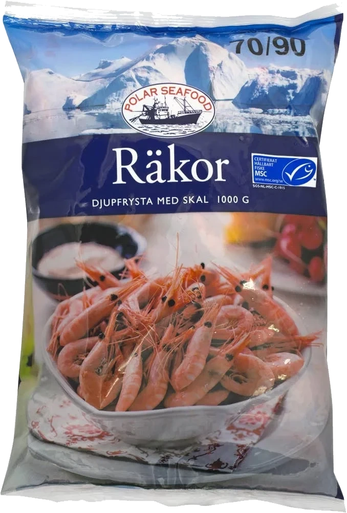 Räkor med Skal 70/90 MSC Fryst