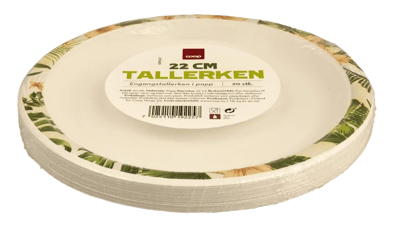 Coop Papptallerken Dekor 22cm 20pk