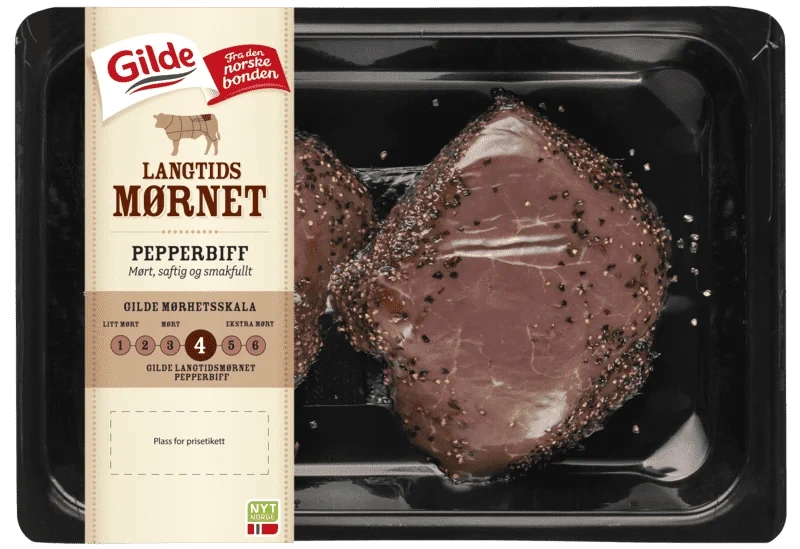 Gilde Langtidsmørnet Pepperbiff av Storfe ca 365g