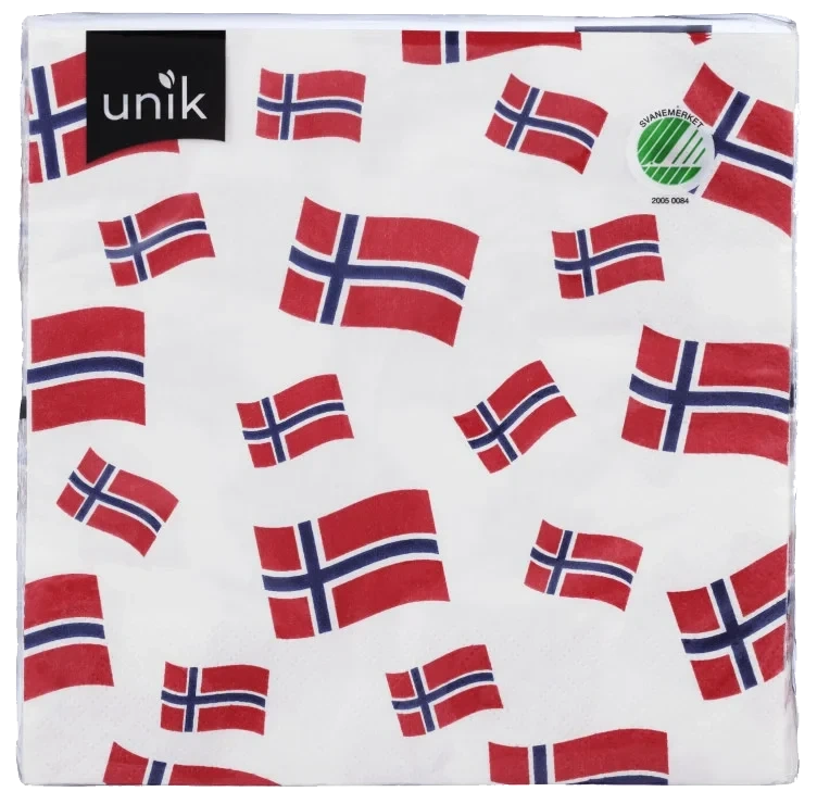Serviett 17.Mai Små Flagg 20stk Unik