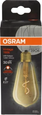 Led Lyspære 1906 Edison 1,8W E27 Spiral Klar Gold