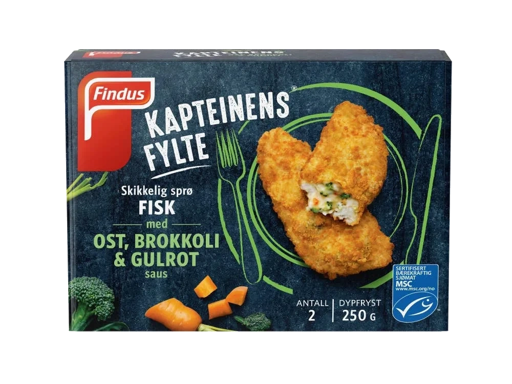 Kapteinens fylte med ost, brokkoli og gulrot