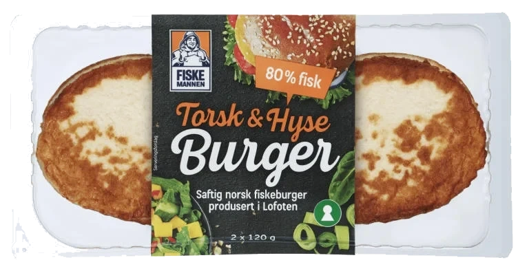 Fiskeburger Torsk&hyse 2x120g Fiskemannen