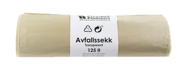 Plastsekk Transparent 75x115 125 Lt * Krt A 15 Rl