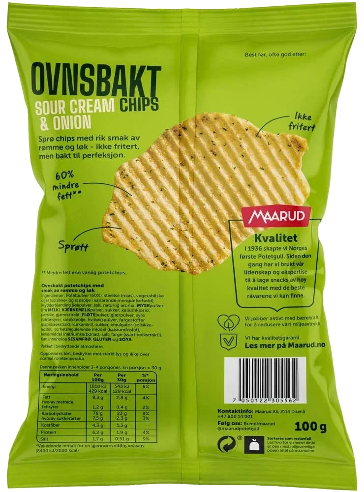Potetgull ovnsbakt sour cream & onion