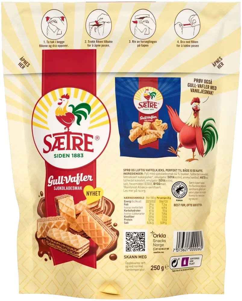 Gullvafler sjokolade